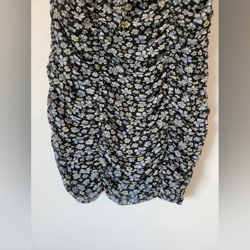 Black Floral Slip Dress with White Daisy Print - Picture 3 of 5